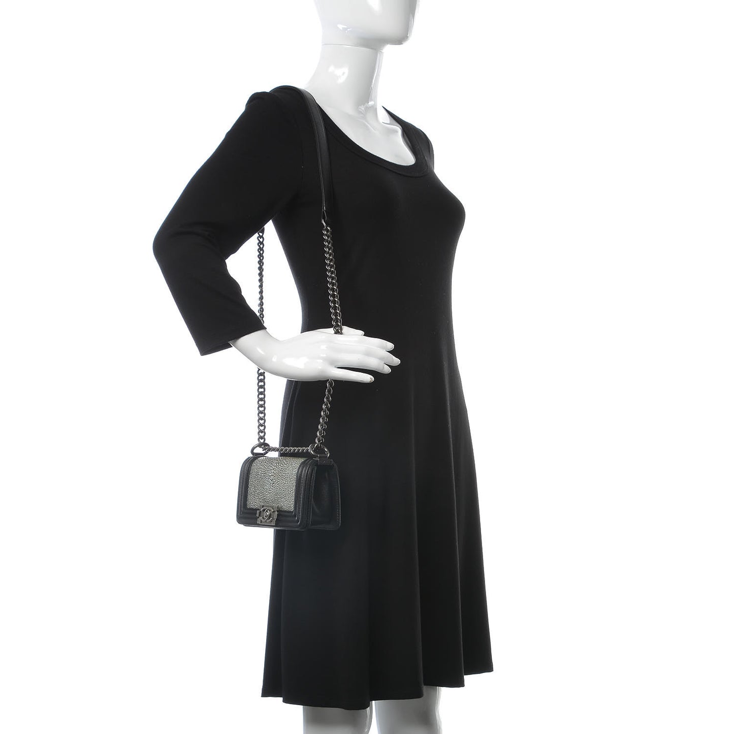 Galuchat Stingray Mini Boy Flap Black Silver