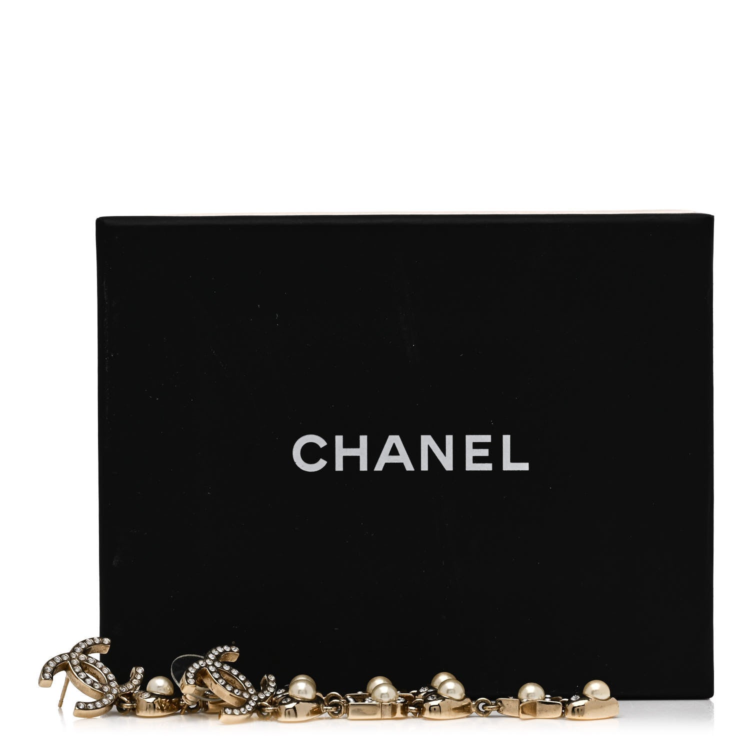 Chanel Crystal Pearl Charming Winter CC Star Heart Drop Earrings Gold 5 of 5