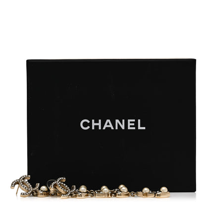 Chanel Crystal Pearl Charming Winter CC Star Heart Drop Earrings Gold 5 of 5
