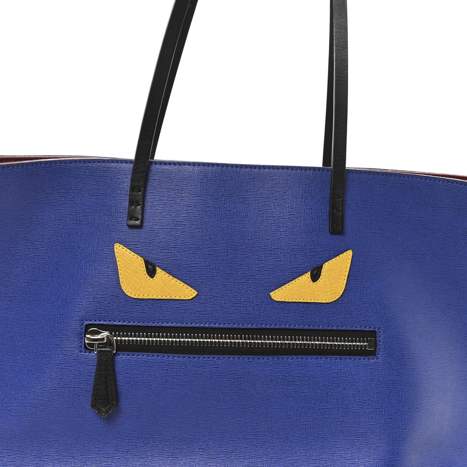 Fendi Vitello Elite Cuoio Monster Buggies Medium Roll Tote Zaffire Black Multicolor Lago 7 of 11