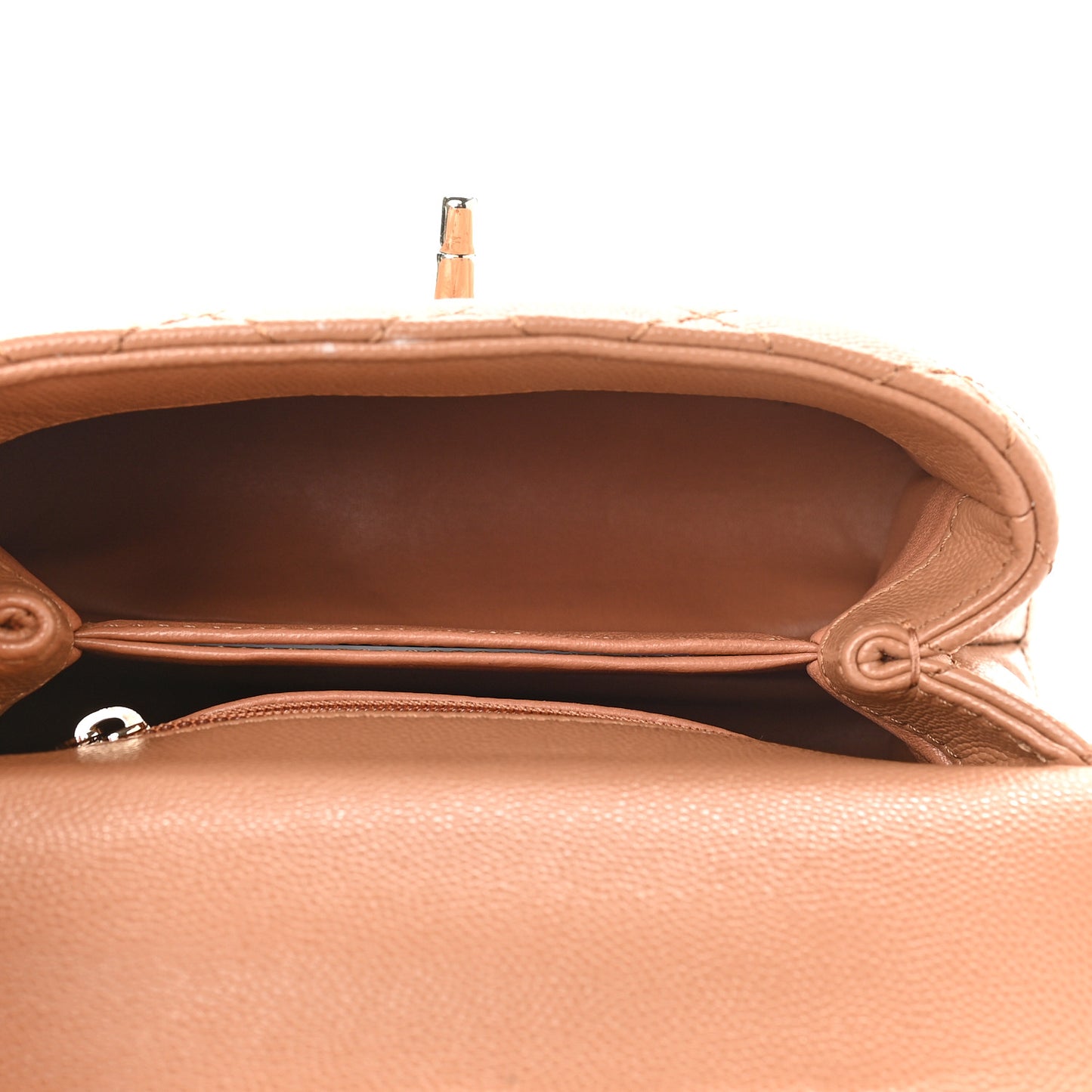 Caviar Lizard Embossed Quilted Extra Mini Coco Handle Flap Brown