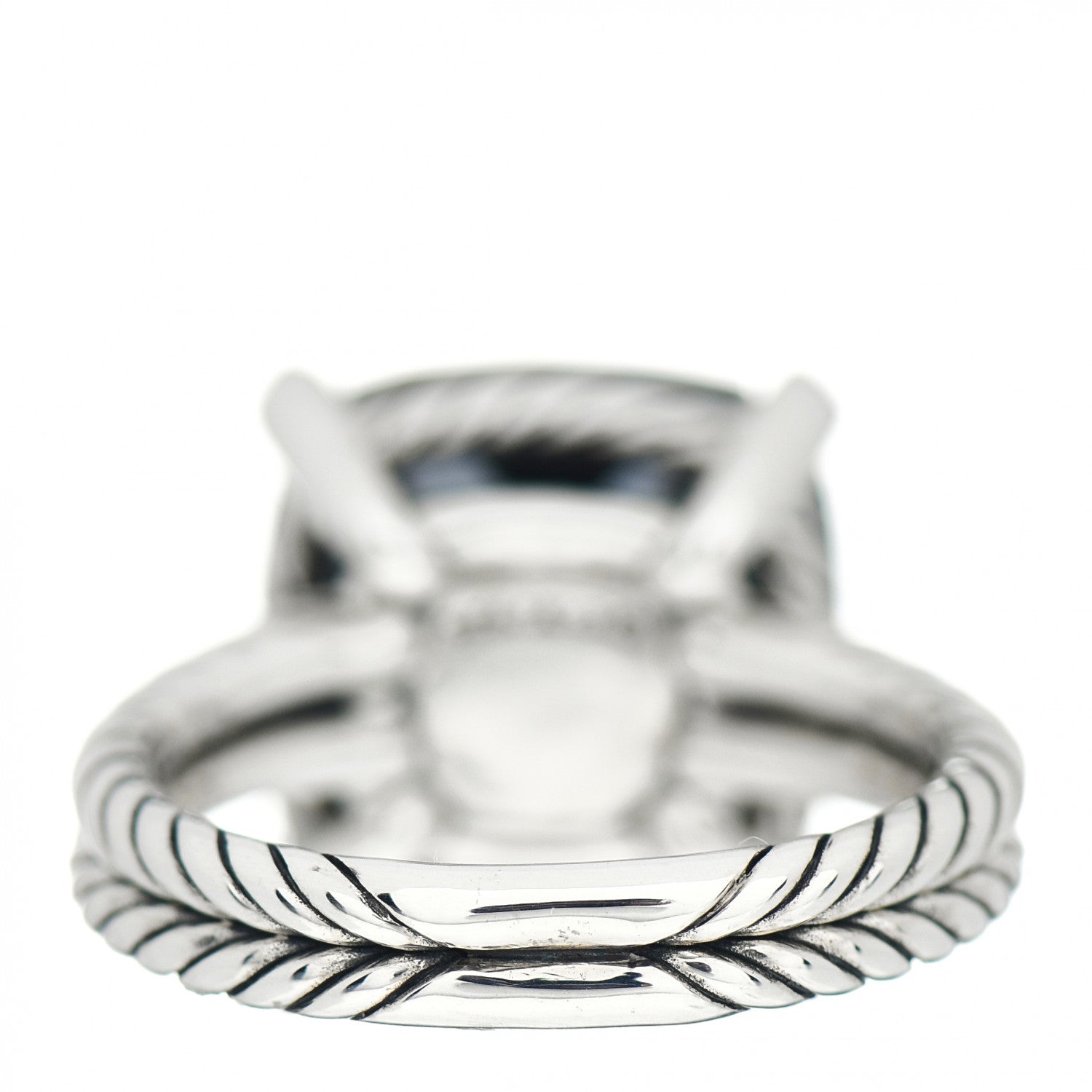 David Yurman Sterling Silver Diamond Green Orchid 14mm Chatelaine Ring 54 6.75 4 of 5