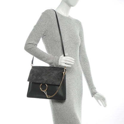 Chloe Calfskin Suede Medium Faye Shoulder Bag Carbon Grey 2 of 6