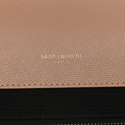 Saint Laurent Grain De Poudre Mixed Matelasse Large Triquilt Monogram Satchel Dark Beige 8 of 11