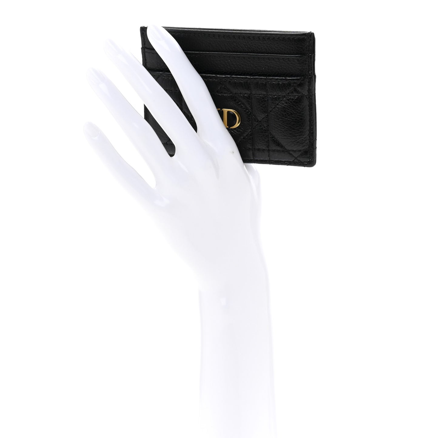 Supple Calfskin Cannage Caro Five-Slot Card Holder Black