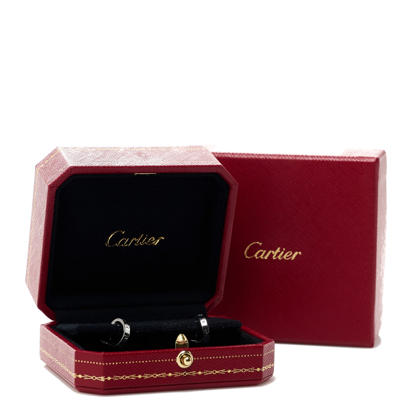 18K White Gold Small LOVE Hoop Earrings