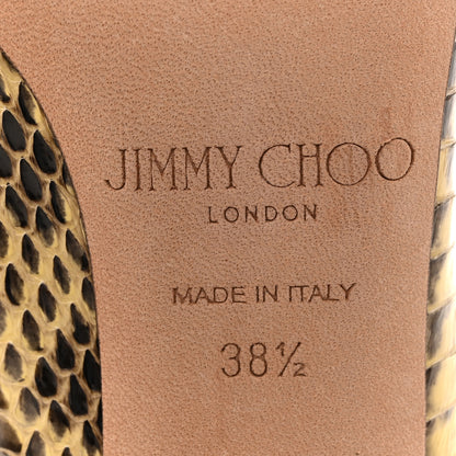 Jimmy Choo Glossy Panelled Elaphe Abel Pumps 38.5 Buttercup 8 of 12