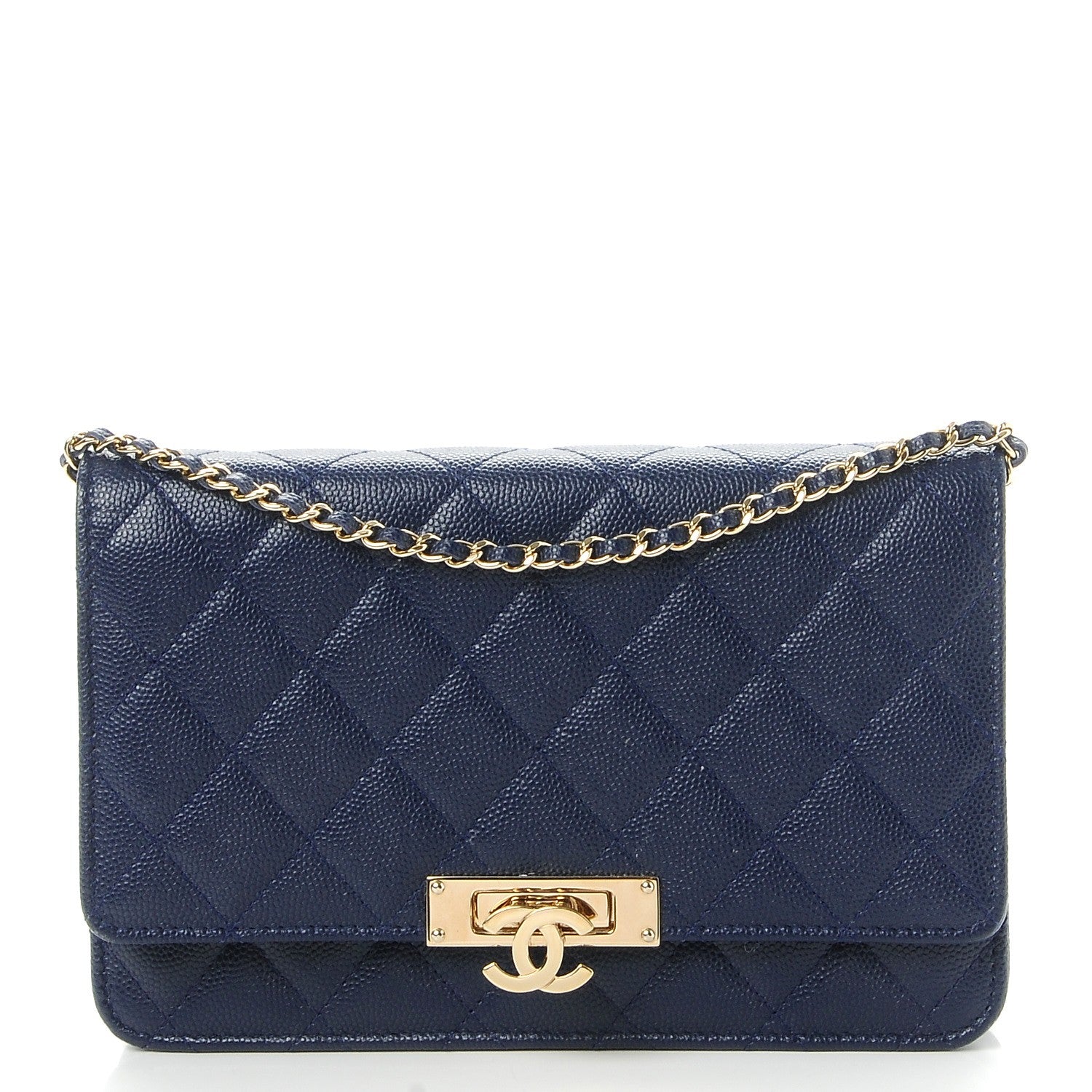 Chanel Caviar Quilted Golden Class Wallet On Chain WOC Navy 1 of 9
