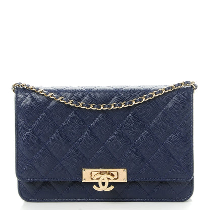 Chanel Caviar Quilted Golden Class Wallet On Chain WOC Navy 1 of 9