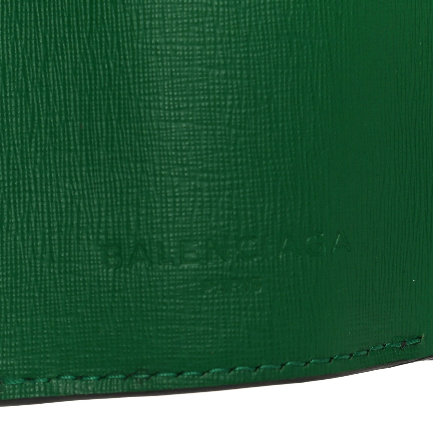 Striped Calfskin Logo Bi-Color Mini Wallet Grey Green