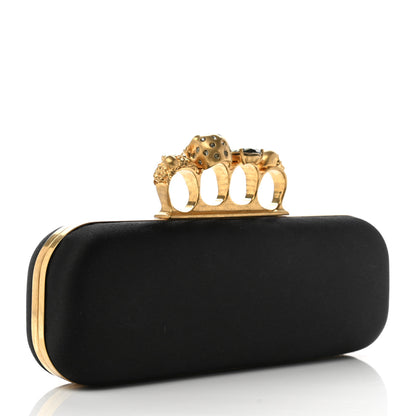 Alexander McQueen Satin Skull Knuckle Duster Box Clutch Black 4 of 13
