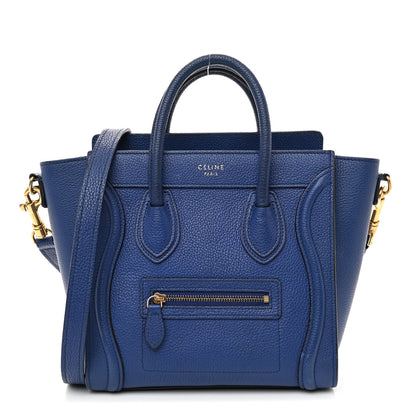 Celine Drummed Calfskin Nano Luggage Indigo 1 of 15
