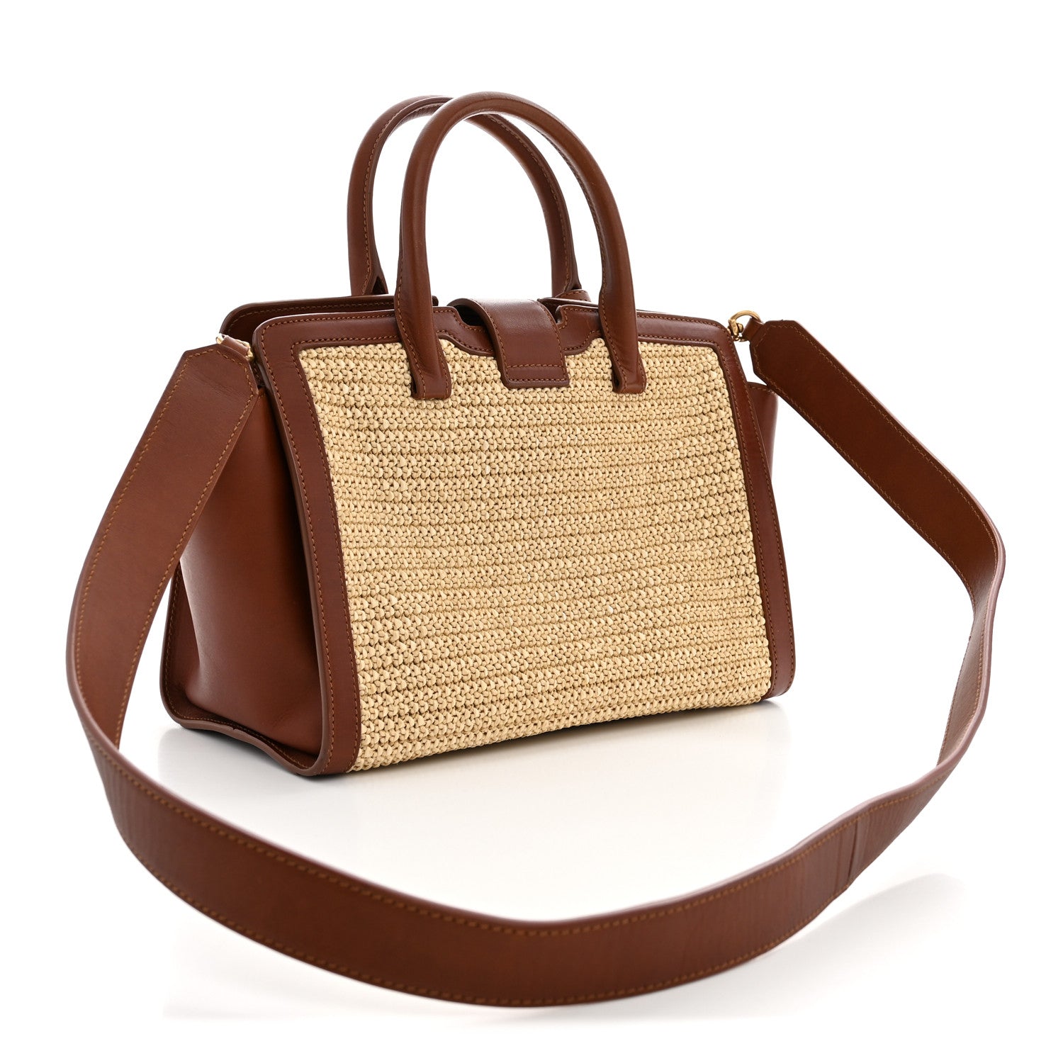Saint Laurent Raffia Baby Monogram Downtown Cabas Cognac 2 of 10