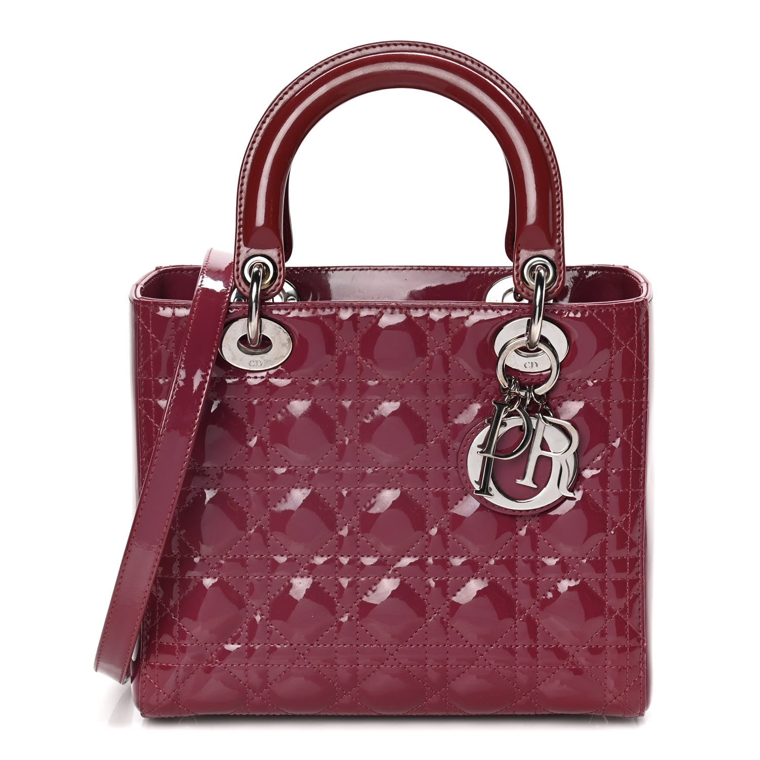Christian Dior Patent Cannage Medium Lady Dior Dark Pink 1 of 15