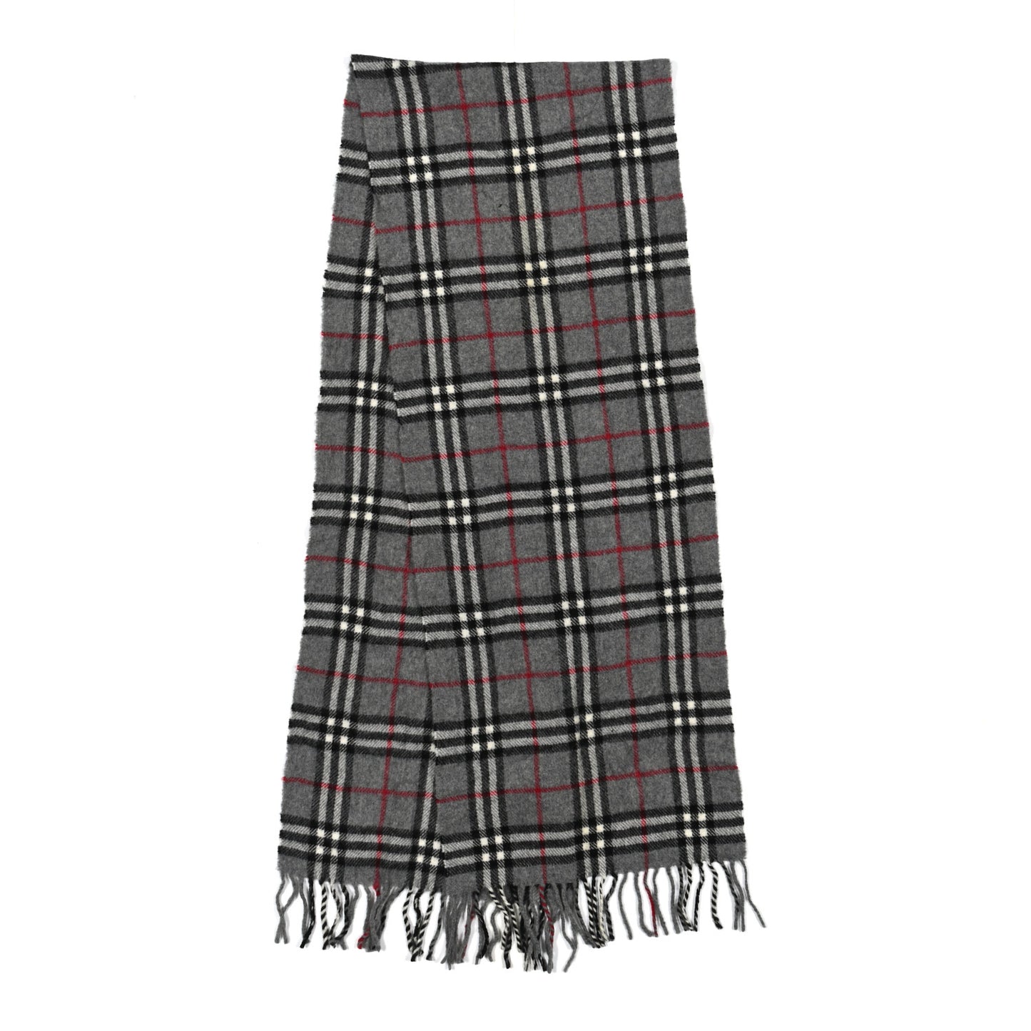 Cashmere House Check Fringe Scarf Grey