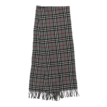 Burberry Cashmere House Check Fringe Scarf Grey 2 of 3