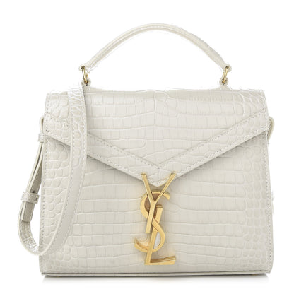Saint Laurent Crocodile Embossed Mini Classic Monogram Cassandra Top Handle Crema Soft 1 of 9