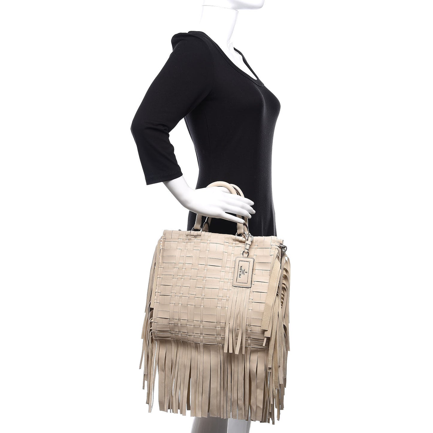 Nappa Woven Fringe Tote Cera