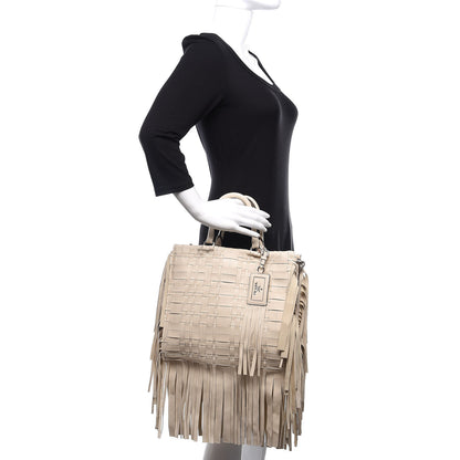 Prada Nappa Woven Fringe Tote Cera 3 of 16