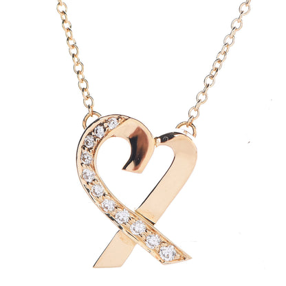 Tiffany 18K Yellow Gold Diamond Small Paloma Picasso Loving Heart Pendant Necklace 4 of 6