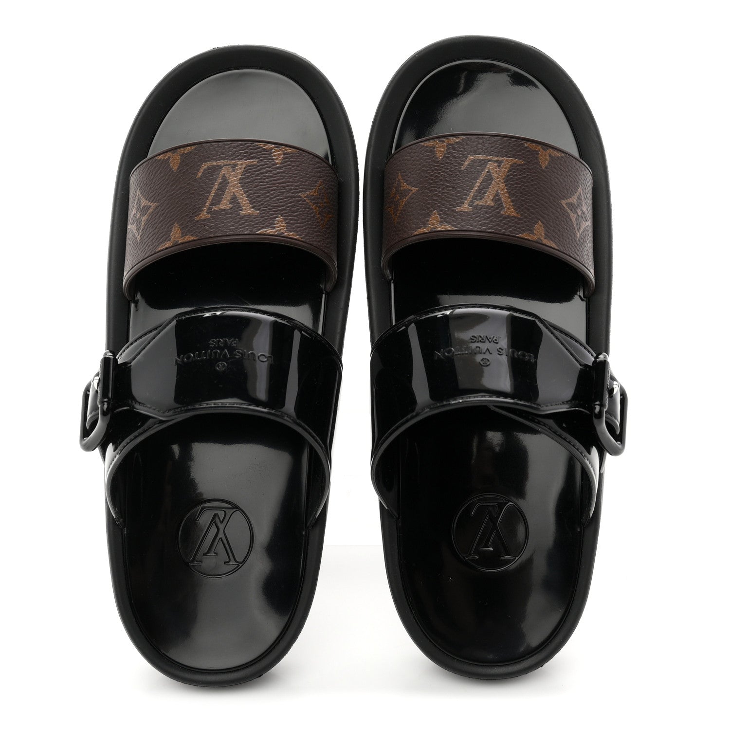 Louis Vuitton Monogram Sunbath Flat Mule Sandals 38 Black 2 of 9