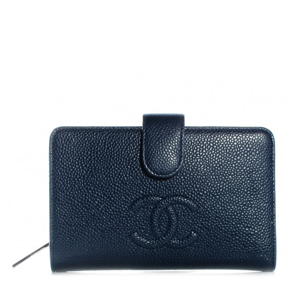 Chanel Caviar CC French Wallet Navy 1 of 9