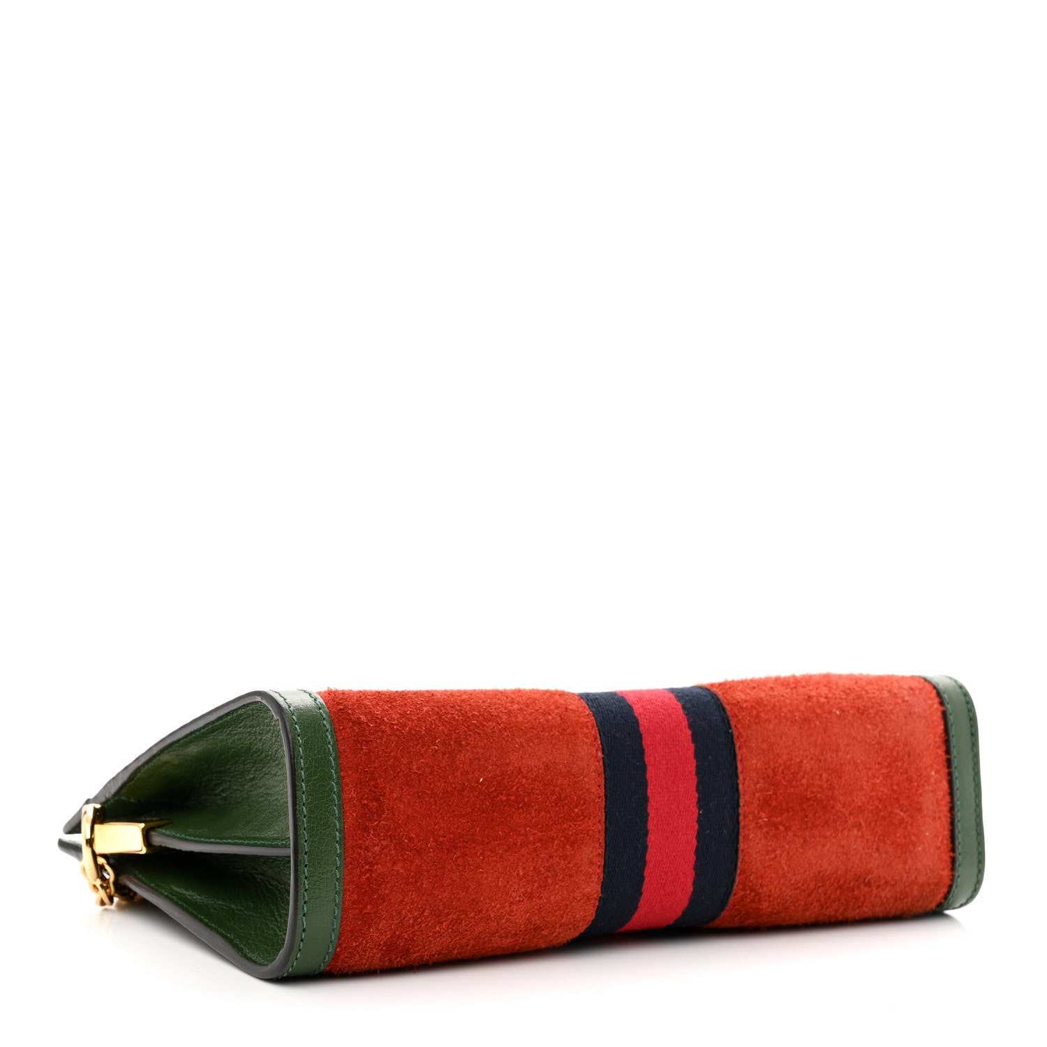 Gucci Suede Calfskin GG Web Small Ophidia Chain Shoulder Bag Brown Red Green 4 of 10