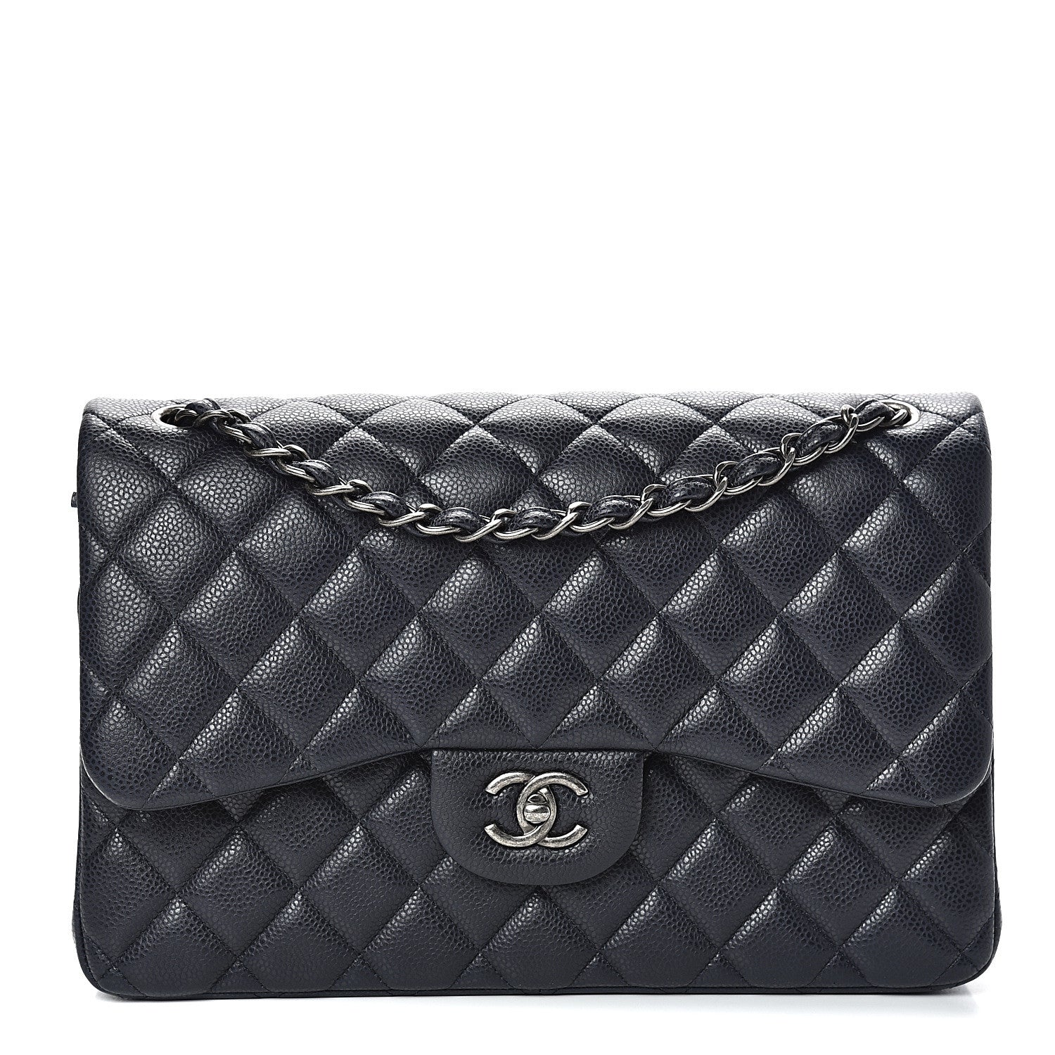 Chanel Caviar Quilted Jumbo Double Flap Navy Blue 1 of 9