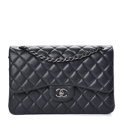 Chanel Caviar Quilted Jumbo Double Flap Navy Blue 1 of 9