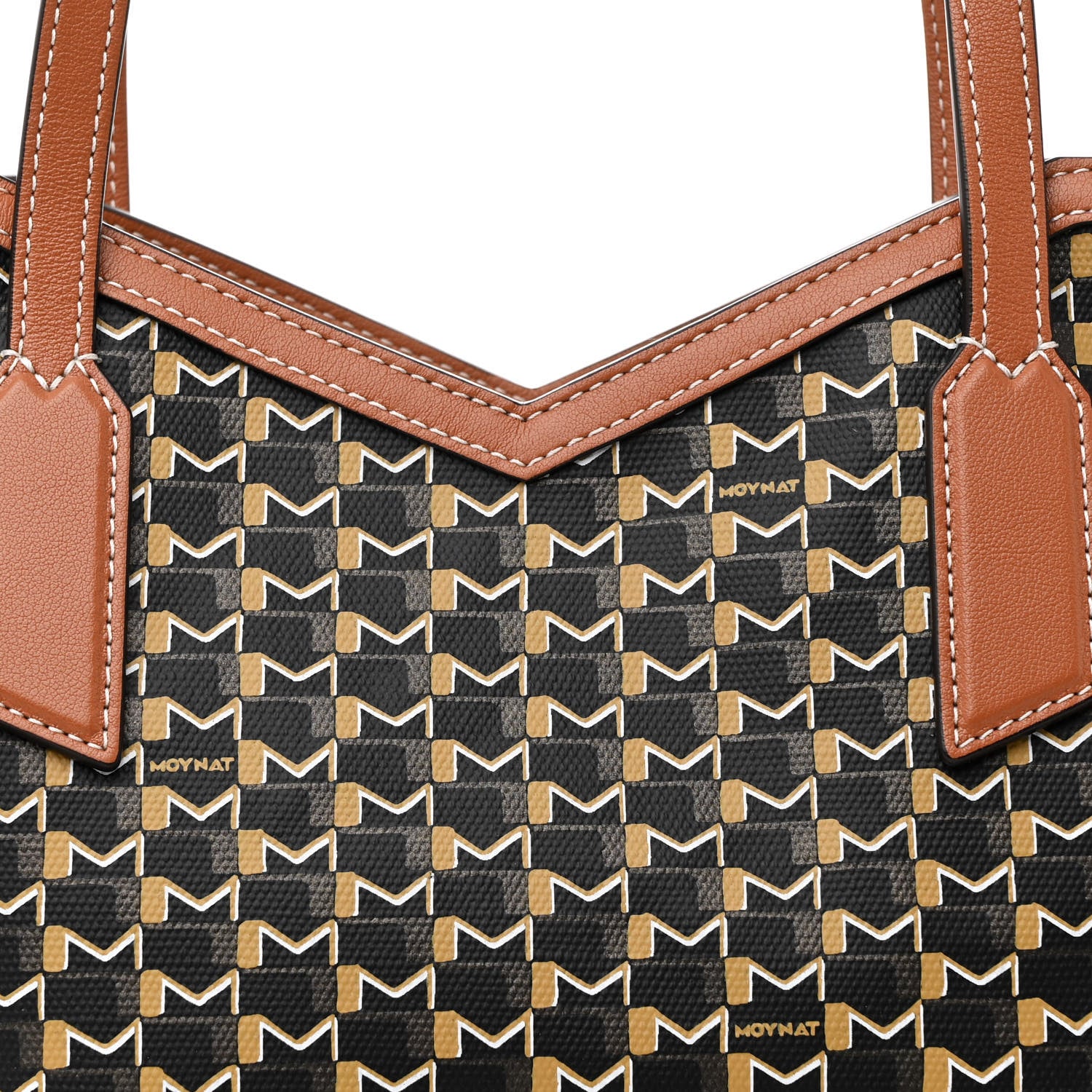 Moynat Calfskin Canvas M Tote PM Brown 10 of 12