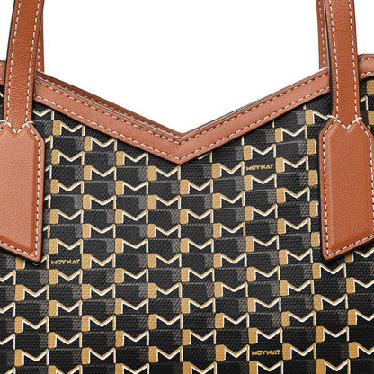 Moynat Calfskin Canvas M Tote PM Brown 10 of 12