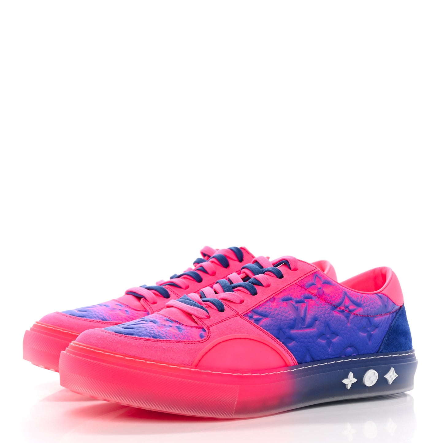 Grained Calfskin Embossed Monogram Tie Dye Mens LV Ollie Richelieu Sneakers 8 Pink