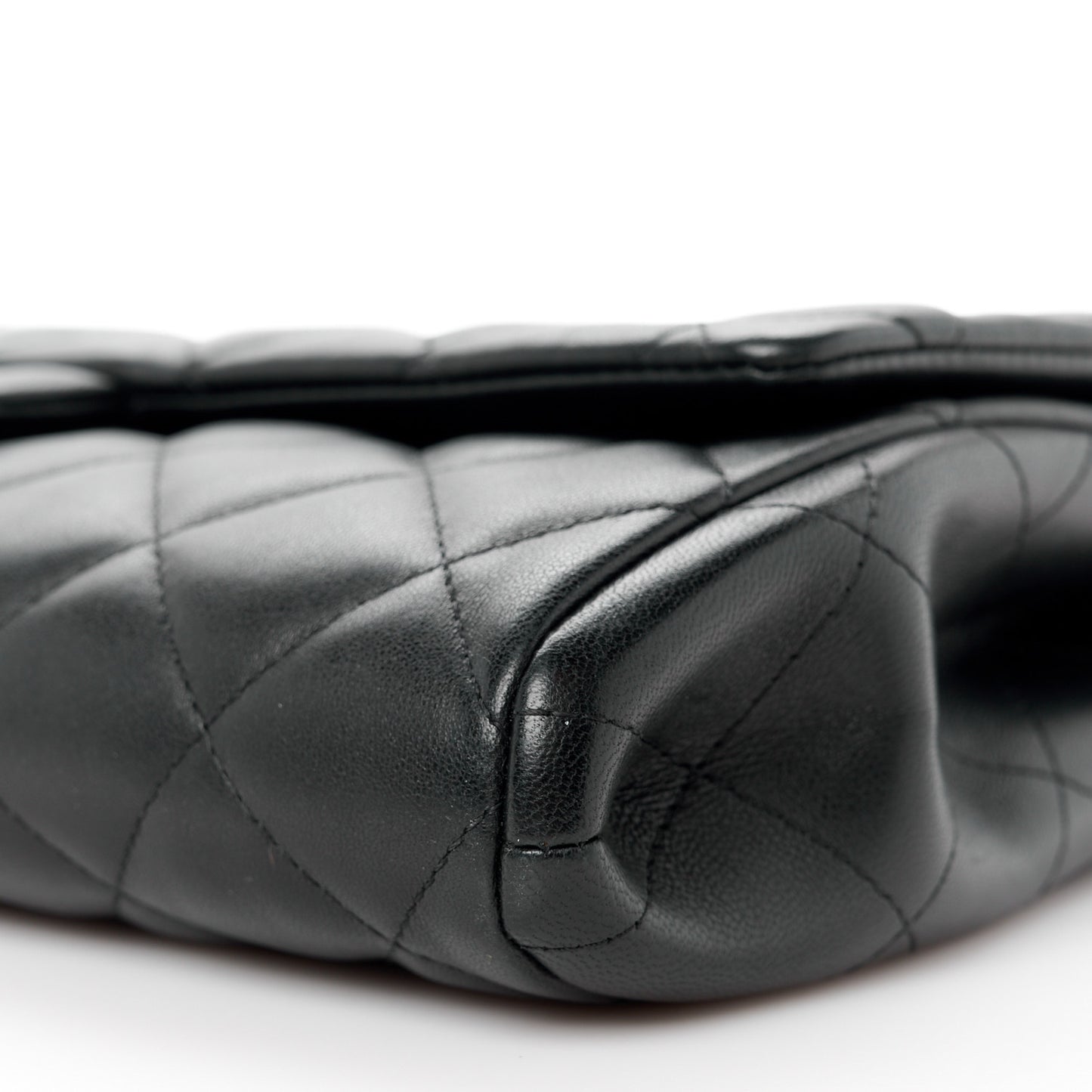 Lambskin Quilted Clutch with Chain Flap Black