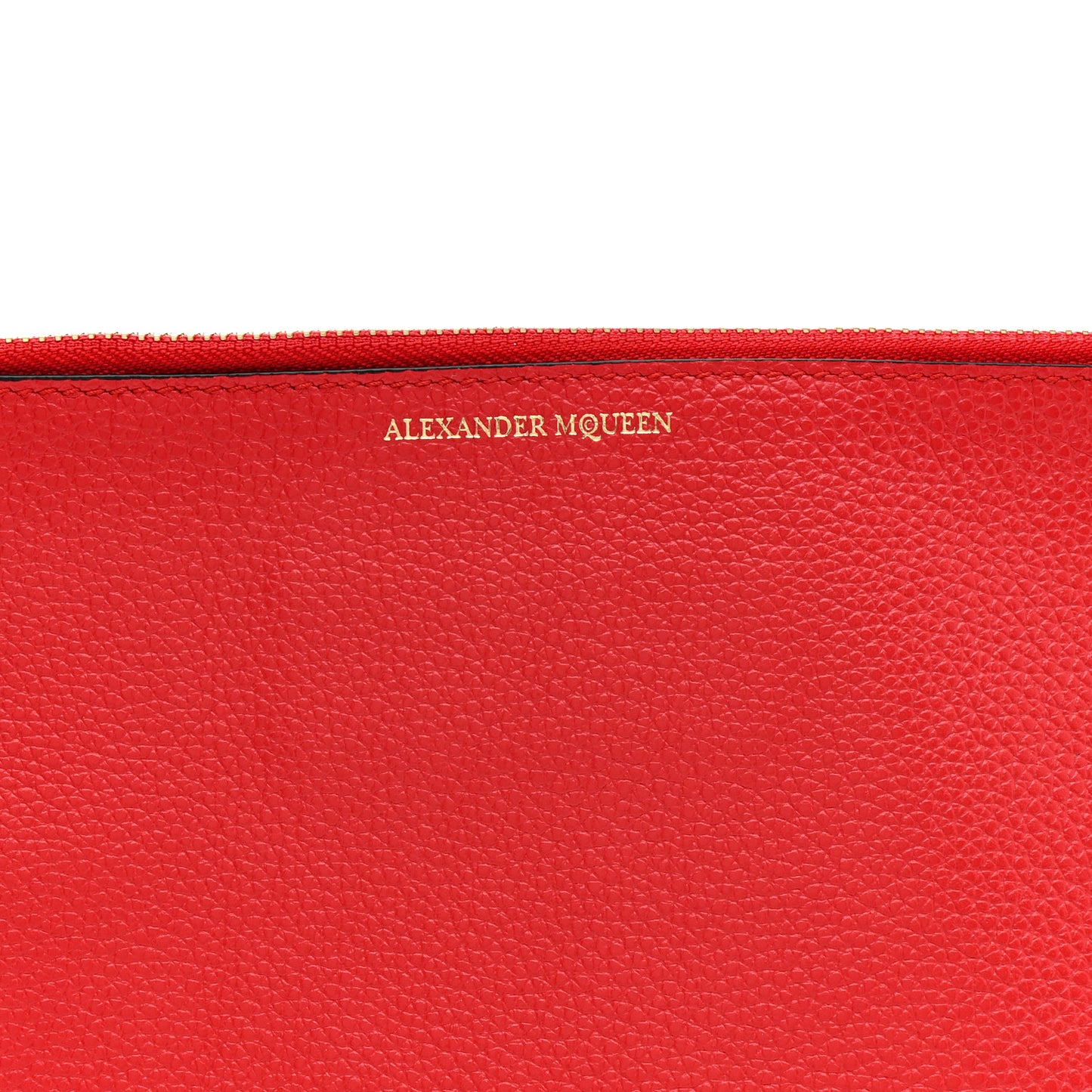 Calfskin Skull Zip Pouch Red