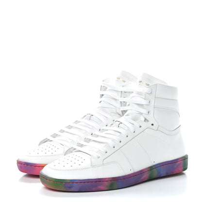 Saint Laurent Calfskin Mens Signature Court Classic SL/10H High Top Sneakers 41.5 Off White Multicolor Tie-Dye 3 of 9