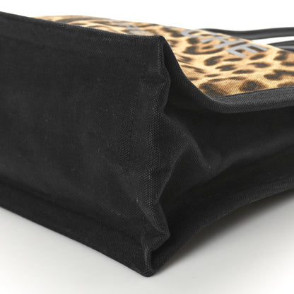 Saint Laurent Canvas Calfskin Leopard Print Rive Gauche Noe Tote Natural Black 10 of 12