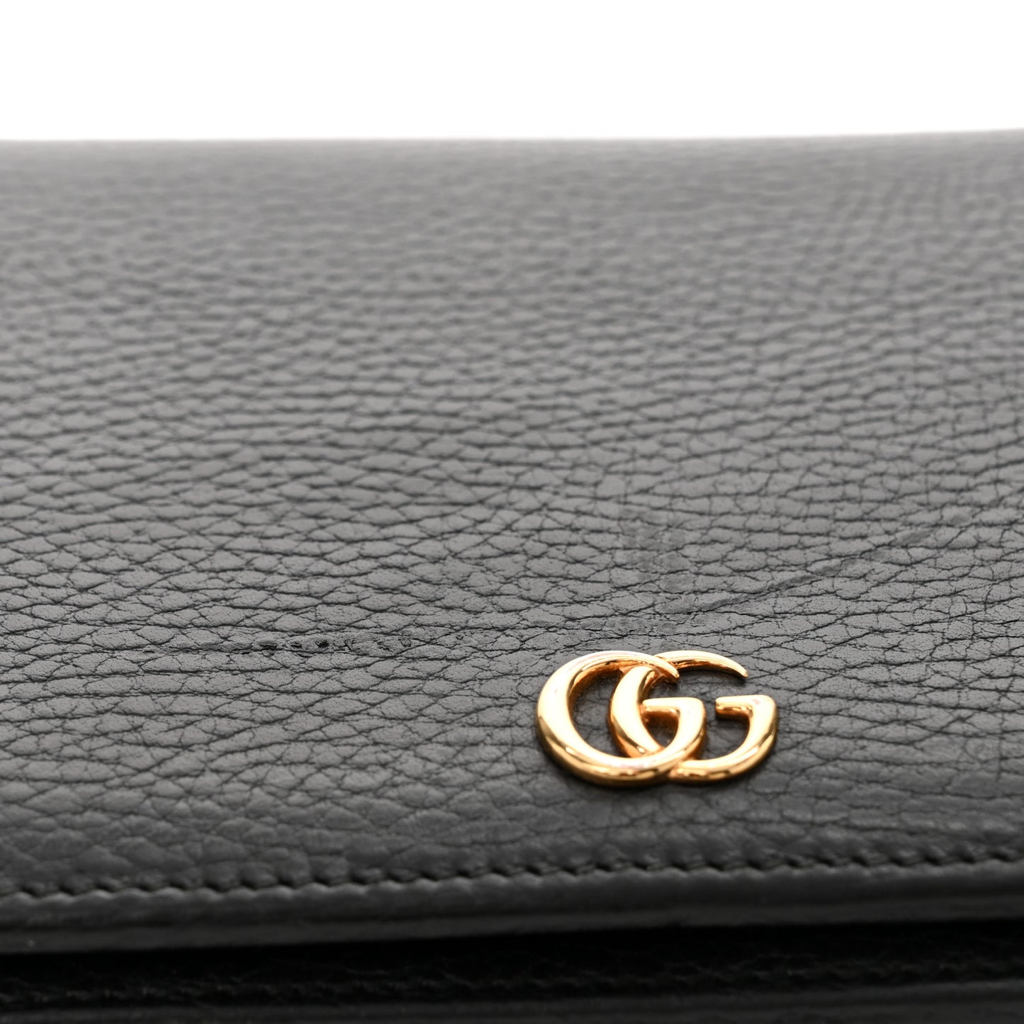 Calfskin Mini GG Marmont Chain Wallet Black