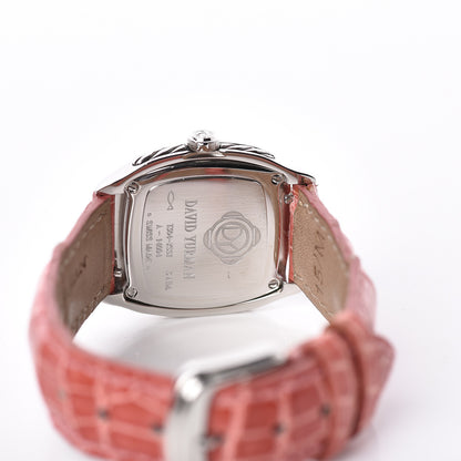 David Yurman Stainless Steel Alligator Diamond Black Mother of Pearl 25mm Thoroughbred Quartz Watch 9 of 10