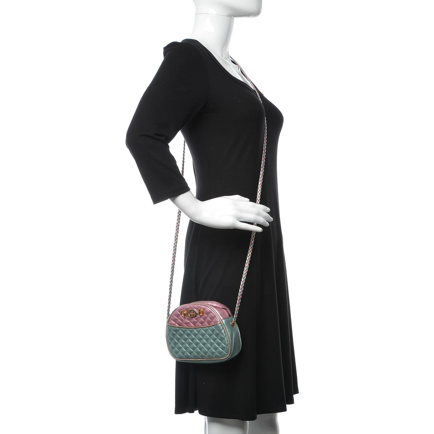 Laminated Nappa Trapuntata Mini Zumi Dome Shoulder Bag Rosa Lago Rame