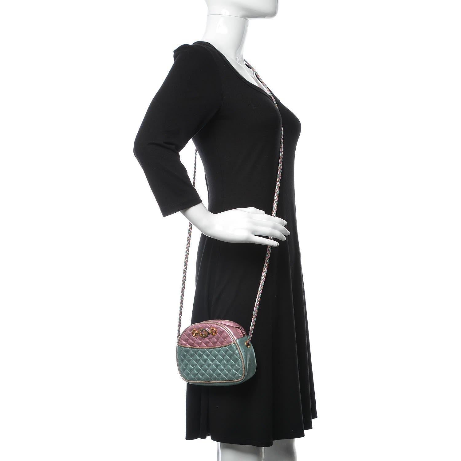 Gucci Laminated Nappa Trapuntata Mini Zumi Dome Shoulder Bag Rosa Lago Rame 2 of 8