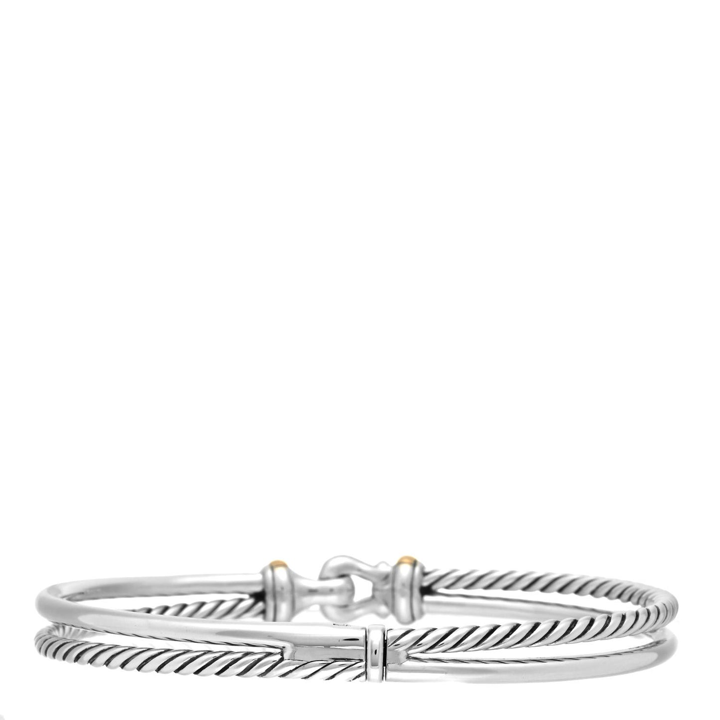 Sterling Silver 18K Yellow Gold Two Row Buckle Bracelet