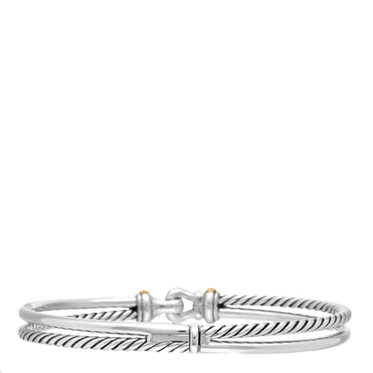 David Yurman Sterling Silver 18K Yellow Gold Two Row Buckle Bracelet 2 of 4