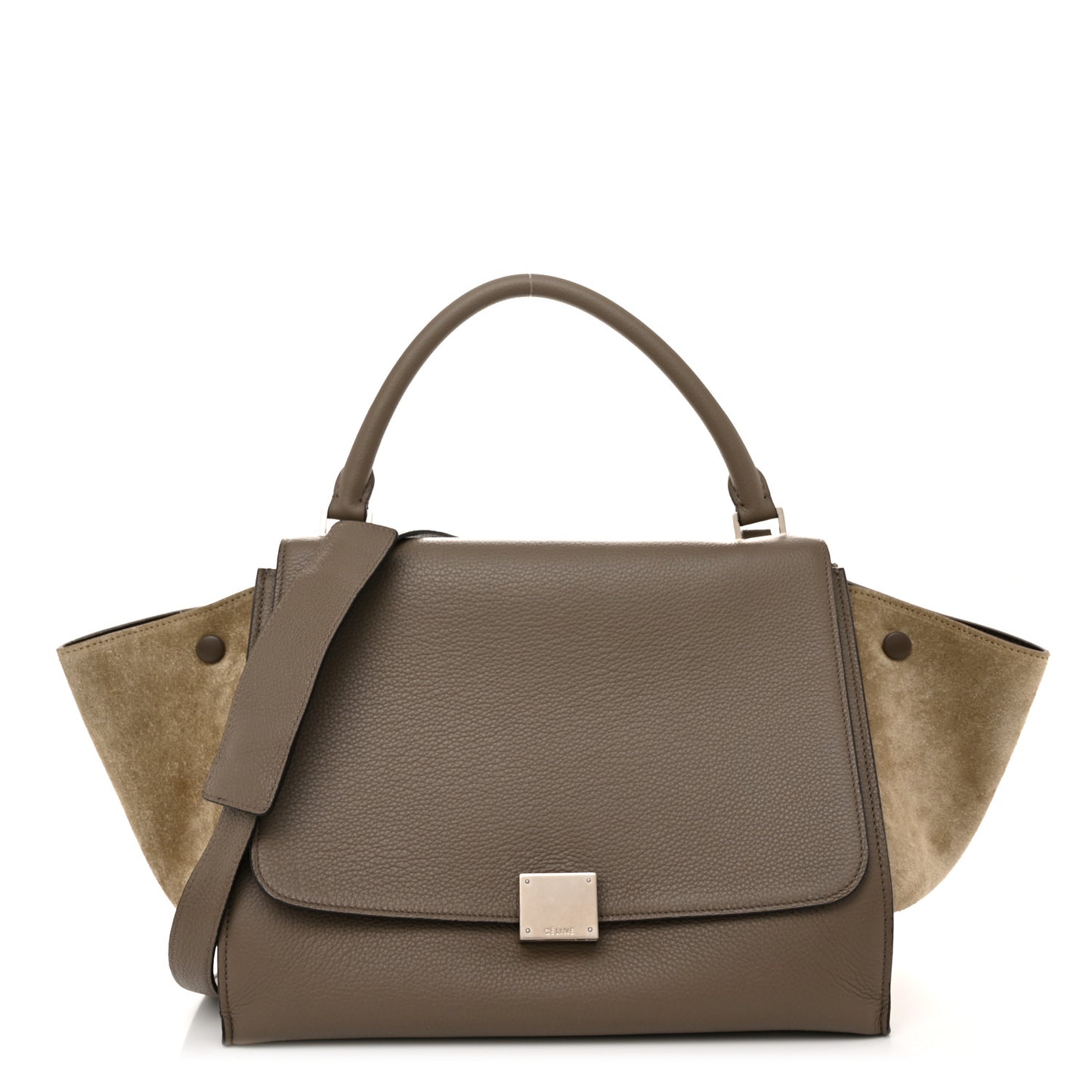 Drummed Calfskin Suede Medium Trapeze Souris