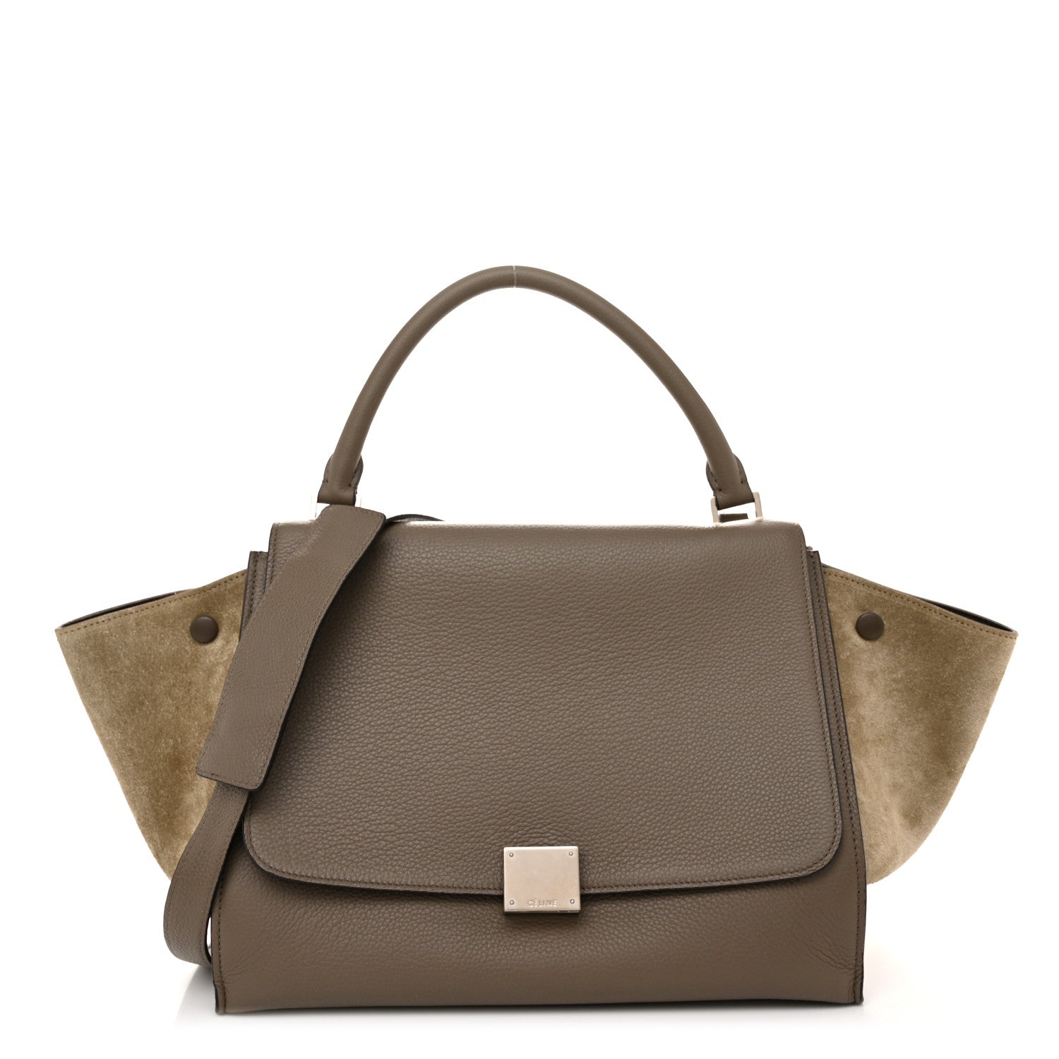 Celine Drummed Calfskin Suede Medium Trapeze Souris 1 of 9