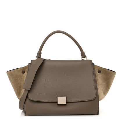 Celine Drummed Calfskin Suede Medium Trapeze Souris 1 of 9