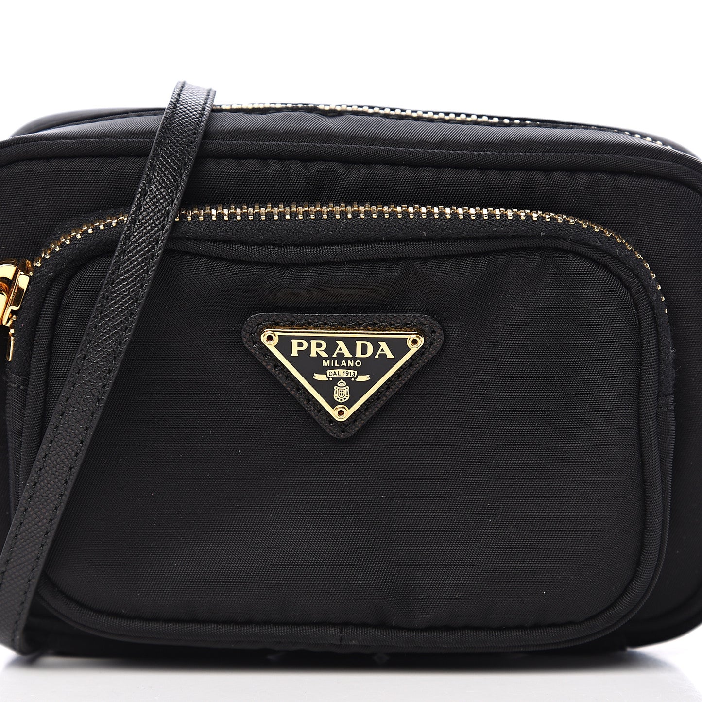 Tessuto Nylon Saffiano Convertible Crossbody Wristlet Black