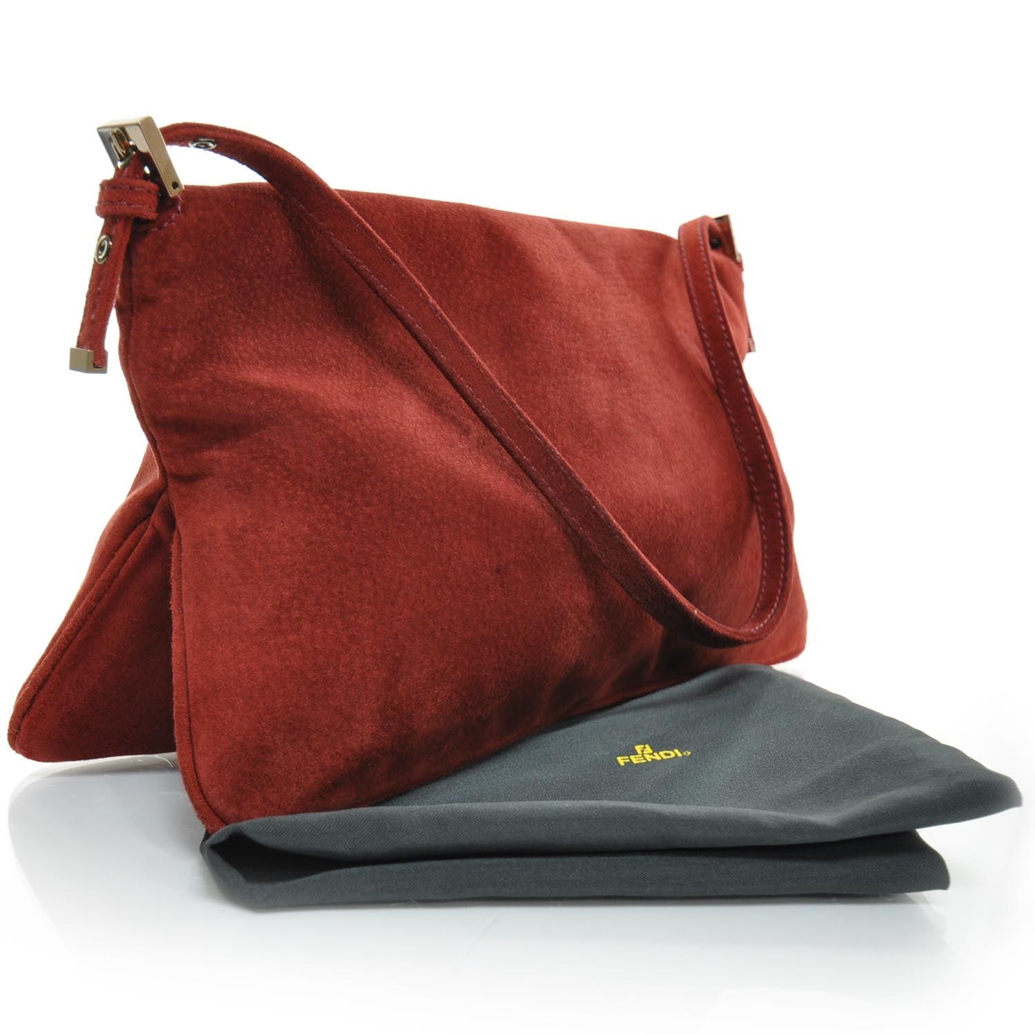 Fendi Suede Baguette Red 2 of 10