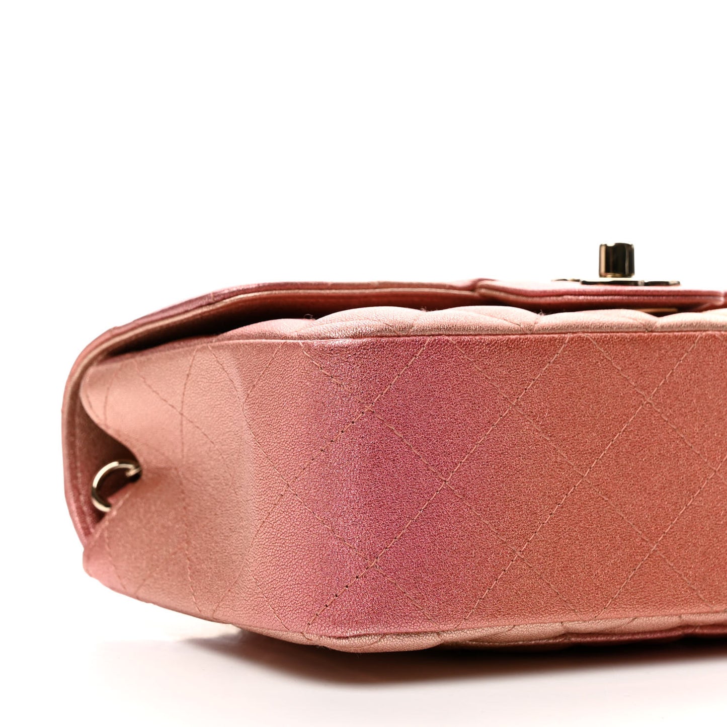 Metallic Lambskin Quilted Ombre Mini Rectangular Flap Pink