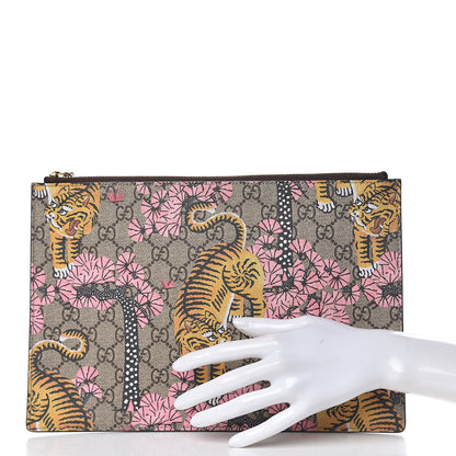 Gucci GG Supreme Monogram Bengal Zip Pouch Beige New Acero Crop Pink 2 of 9