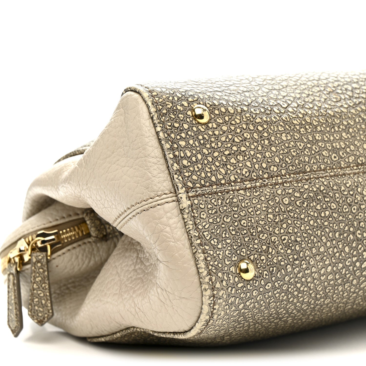 Fendi Pebbled Calfskin Small Chameleon Tote Beige Grey 11 of 16